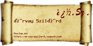 Árvay Szilárd névjegykártya